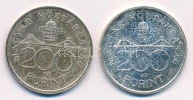 1992. 200Ft Ag "MNB" (2x) T:2 patina
