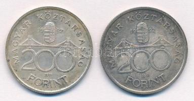1992. 200Ft Ag "MNB" (2x) T:2 patina
