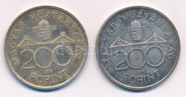 1992. 200Ft Ag "MNB" (2x) T:2 patina