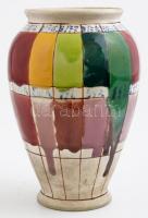 Jelzett (Cs.F.) váza máz mintákkal, apró kopásnyomokkal, m: 06 cm