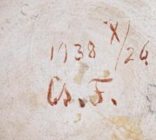 Jelzett (Cs.F.) váza máz mintákkal, apró kopásnyomokkal, m: 06 cm