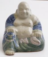 Kézzel festett porcelán Buddha, jelzés nélkül, apró kopásnyomokkal, m: 14 cm