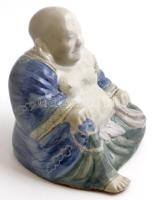 Kézzel festett porcelán Buddha, jelzés nélkül, apró kopásnyomokkal, m: 14 cm