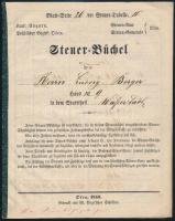 1859 Buda, adókönyv Berger Lajos (Ludwig Berger) vízivárosi lakos, malomtulajdonos részére, német nyelven, 1863-as bejegyzésekkel