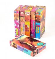 6 db műsoros pornó VHS (1980-1990) eredeti dobozában, jó állapotban