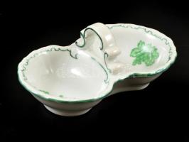 Zsolnay szőlőleveles hiányos étkészlet, matricás, jelzett, apró kopásnyomokkal, összesen:23 db