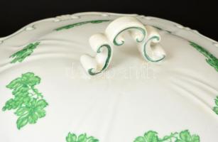 Zsolnay szőlőleveles hiányos étkészlet, matricás, jelzett, apró kopásnyomokkal, összesen:23 db