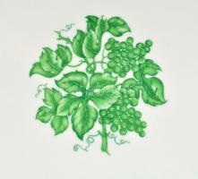 Zsolnay szőlőleveles hiányos étkészlet, matricás, jelzett, apró kopásnyomokkal, összesen:23 db