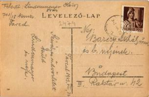 Tarcal, Fő utca, Kiss Ernő üzlete + 1943 Lindenmayer 701/18-as KMSZ (közérdekű munkaszolgálatos) lev...