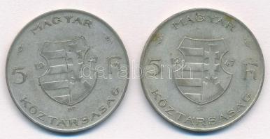 1947. 5Ft Ag "Kossuth" (2x) T:2- patina Adamo F8.1