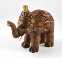 Fából faragott elefánt figura. Festett, aranyozott 25 x20 cm