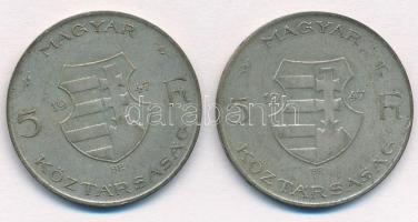 1947. 5Ft Ag "Kossuth" (2x) T:2-,3 patina Adamo F8.1