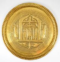 Réz tálcák (4 db) és egy váza, d:30-55 cm  ,m:19 cm