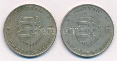 1947. 5Ft Ag "Kossuth" (2x) T:2,2- patina Adamo F8.1