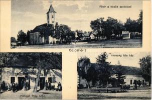 1927 Galgahévíz, Fő tér, Hősök szobra, emlékmű, Homoky féle ház, villa, Hangya Szövetkezet üzlete