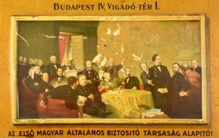 Első Magyar Általános Biztosító Társaság dombornyomott fém tábla, 36×24 cm