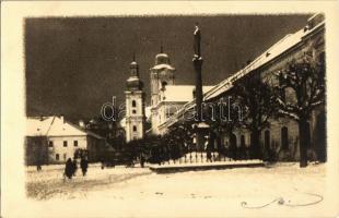 1929 Rozsnyó, Roznava; téli utcakép, Fő tér télen / street view in winter, main square. photo