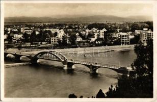 Pöstyén, Pistyan, Piestany; látkép, híd / general view, bridge