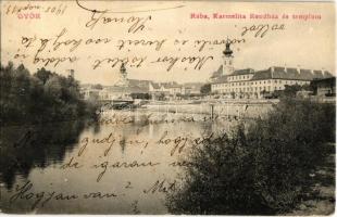 1905 Győr, Rába folyó, Karmelita rendház és templom