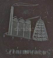 Sztálinváros, üveg tál, karcolásokkal, 14×15 cm