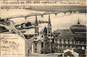 1903 Esztergom, Vízivárosi templom (lyuk / hole)