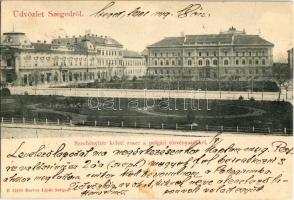 1901 Szeged, Széchenyi tér keleti része a polgári törvényszékkel. Bartos Lipót kiadása