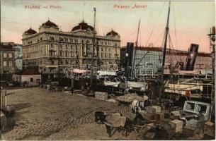 Fiume, Rijeka; Palazzo Adria, Porto / quay, port, steamships, palace hotel