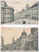 Budapest VII. Erzsébet körút (Blaha Lujza tér), villamos, üzletek - 2 db régi képeslap / 2 pre-1945 postcards