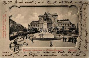 1900 Budapest VII. Központi pályaudvar (Keleti pályaudvar), vasútállomás, Baross szobor. Divald Károly 147.