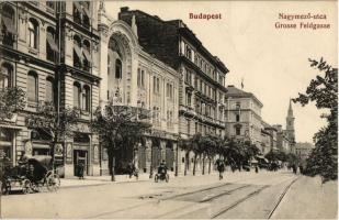 Budapest VI. Nagymező utca 17. Fővárosi Orfeum, Müller J. Károly vendéglője, borozó és étterem, üzletek