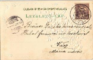 1901 Floral Emb. litho greeting card, flowers