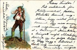1901 Tirol / Tyrolean folklore, highlander, litho