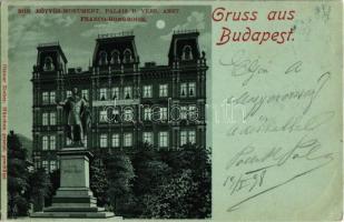1898 Budapest V. Eötvös József szobor, Francia-magyar palota. Ottmar Zieher litho (EK)