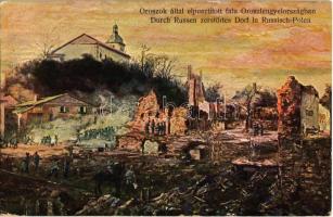 1916 Oroszok által elpusztított falu Oroszlengyelországban / Durch Russen zerstörtes Dorf in Russisch-Polen / WWI village destroyed by Russians in Russian Poland