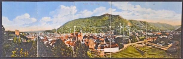 Brassó, Kronstadt, Brasov; Öt-lapos kihajtható panorámalap / 5-tiled folding panoramacard (Rb)