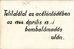 1944 Győr, Rába Vagon és Gépgyár, telitalálat az acélöntödében az 1944. április 13-i bombatámadás ut...