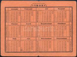 1933 Bratislava/Pozsony, Moritz Messinger Férfi Ruhák üzletének reklámos naptára