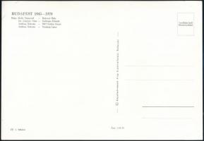 2 db dupla méretű képeslap, rajtuk a lerombolt és újjáépített budapesti hidak, épületek + felszabadu...