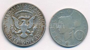 Vegyes: Amerikai Egyesült Államok 1967. 1/2$ Ag "Kennedy" + Ausztria 1958. 10Sch Ag T:1-,2...