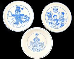Gránit retro tányérok ( 3db), levonóképes, kopásnyomokkal, jelzett d:20,5 és 21 cm,
