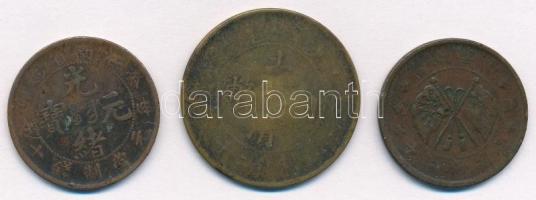 Kína 3db klf rézpénz T:2-,3
China 3pcs of diff copper coins C:VF,F
