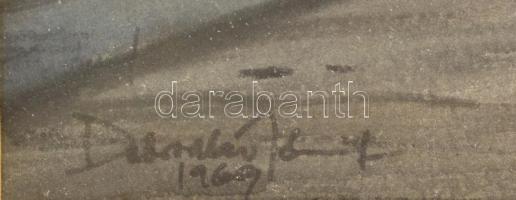 Dobroszláv József (1932-2016): Fortuna utca (Mátyás templommal). Akvarell, papír, jelzett, üvegezett...