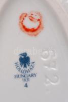 Hollóházi virág mintás tálca és tojás bonbonier, matricás, jelzett, apró kopásnyomokkal, 40×31 cm, 1...