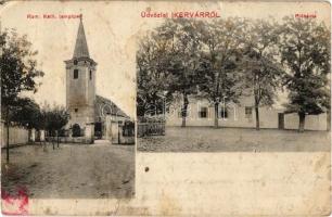 1913 Ikervár, Római katolikus templom és plébánia (gyűrődések / creases)
