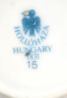 Hollóházi virág mintás kakaós csésze készlet( 6db) matricás, jelzett, apró kopásnyomokkal