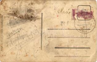 1925 Kerekegyháza,Római katolikus templom, utca. Végh S. fényképészeti műterméből. photo (lyuk / pin...