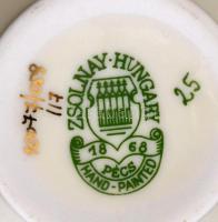 Zsolnay búzavirágmintás váza, kézzel festett, jelzett, apró kopásnyomokkal, m:14 cm