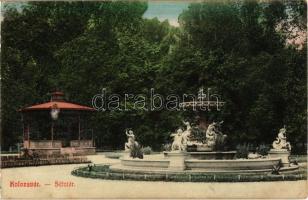 1911 Kolozsvár, Cluj; Sétatér, szökőkút, zenepavilon. Kiadja Ujhelyi és Boros / park, fountain, music pavilion (ázott sarok / wet corner)