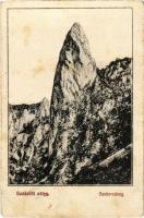 1914 Szádelő, Zádiel; Szádelői völgy, Cukorsüveg. Kiadja Steinberger J. 422. / Zádielska tiesnava, Cukrová homola / rock formation in the valley (kis szakadás / small tear)