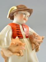 Herendi kis kondás, kézzel festett, jelzett, hibátlan, m:18,5 cm